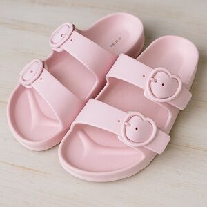 Slide Sandals Stoney Clover Lane Shoes Open Toe Heart Womens Size 8 Pastel‎ Pink